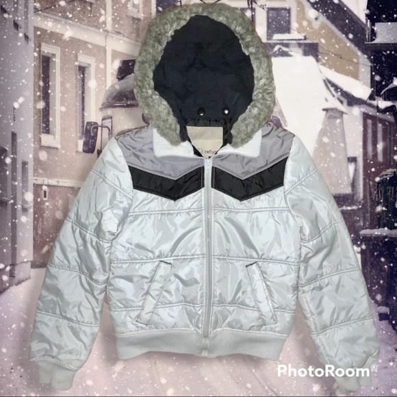 REFUGE Puffer Jacket w/ BANANA REPUBLIC Wool Scarf, Detachable Fur Hood, Wmn's M - Picture 9 of 16